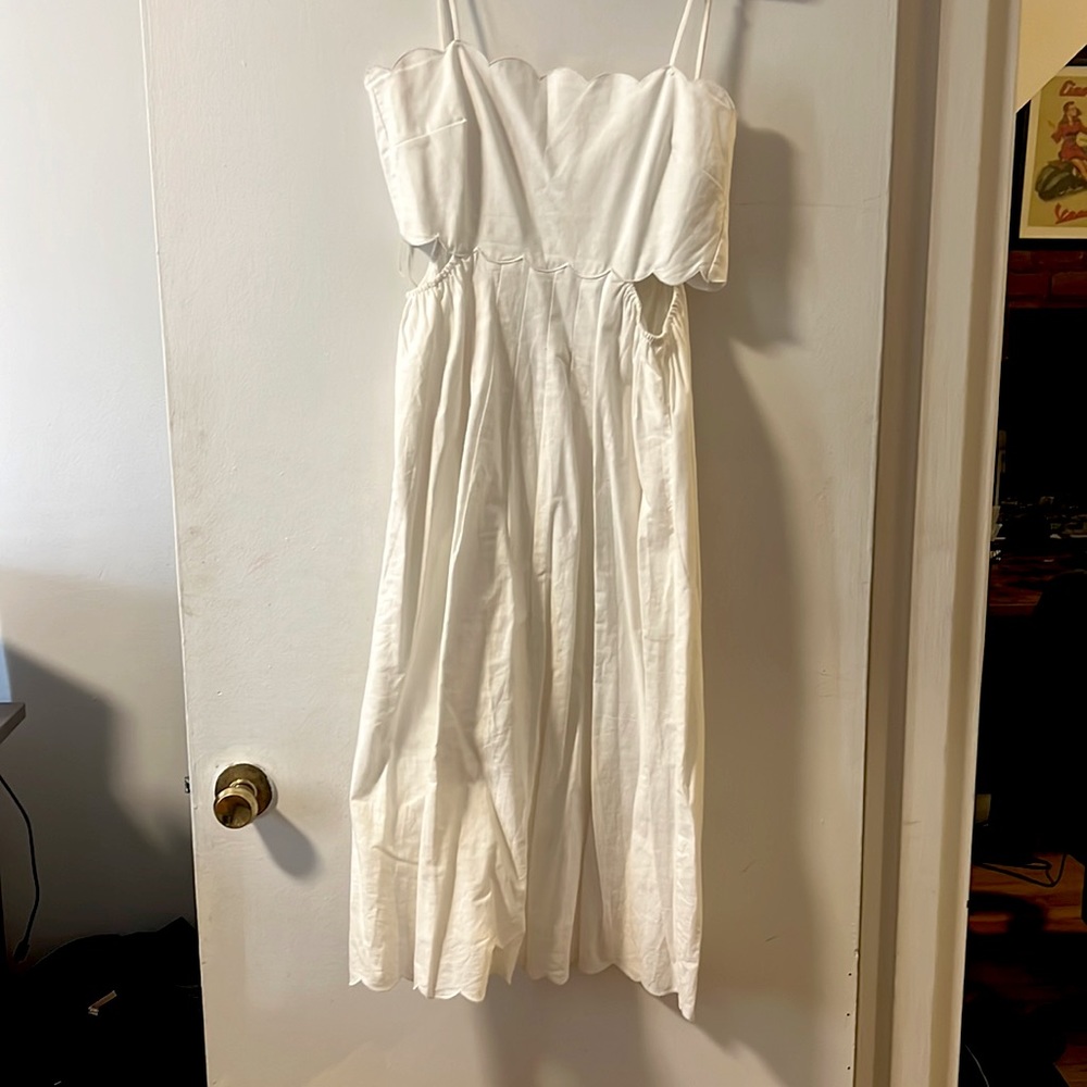 White dress from Bloomingdales, wore once for my bridal shower. No stains.
